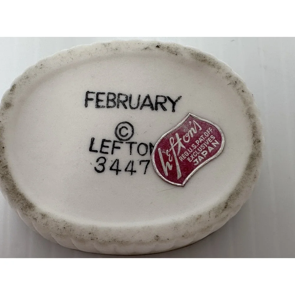 Vintage Lefton February Angel Trinket Box 1950s/1960s Blue Clock Japan 3447